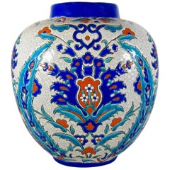 Boch Freres Keramis Art Pottery Vase in Persian Art Deco Decor