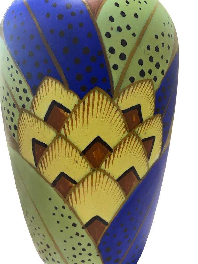 Polychromed Art Deco Boch Keramis Polychrome Vase Charles Catteau Collection by Jan Wind For Sale