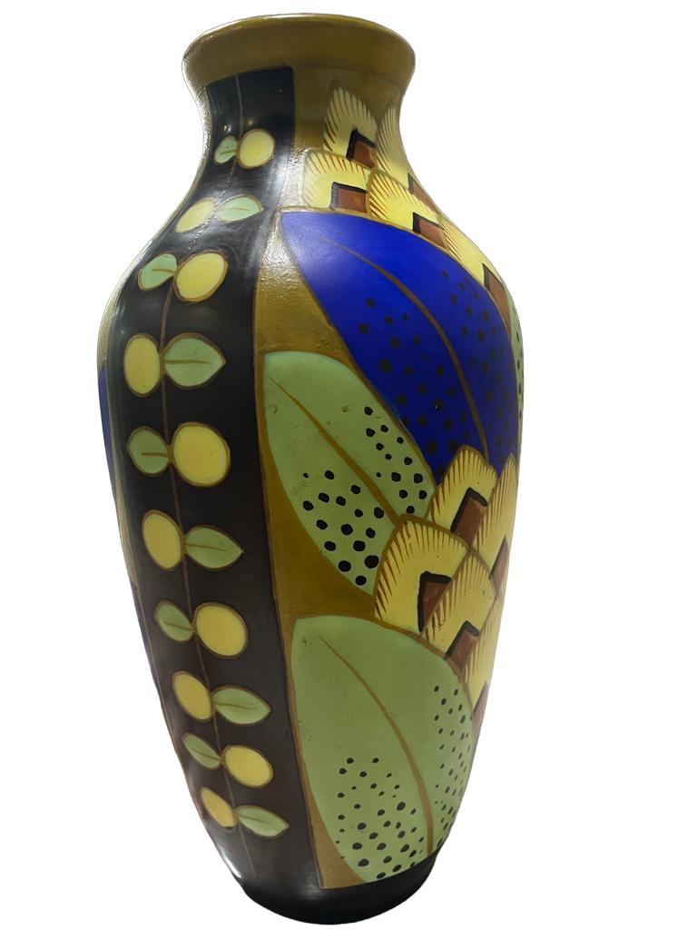 Polychrome Art-Déco-Vase aus Keramis in Boch-Optik Charles Catteau Kollektion von Jan Wind im Zustand „Gut“ im Angebot in Richmond Hill, ON