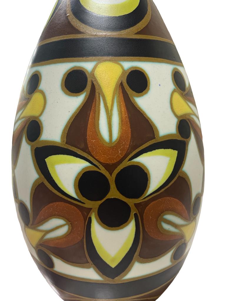 Belgian Art Deco Boch Keramis Polychrome Vase  Charles Catteau Collection  For Sale