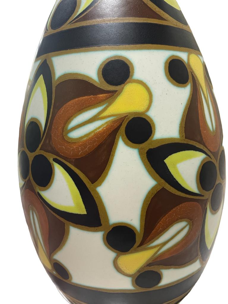 Belge Vase polychrome Art Déco Boch Keramis  Collection Charles Catteau  en vente