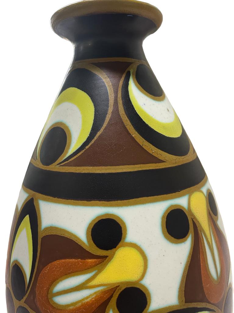 Creamware Art Deco Boch Keramis Polychrome Vase  Charles Catteau Collection  For Sale