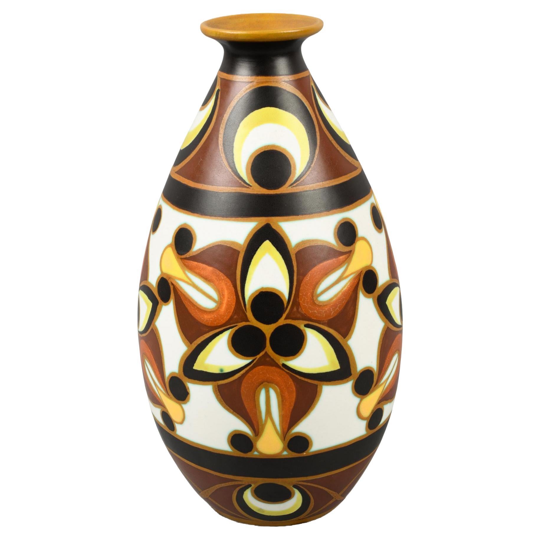 Polychrome Boch Keramis-Vase im Art déco-Stil  Charles Catteau Kollektion  im Angebot