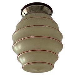 Art Deco Bohemian chrome Flush mount with Art glass shade, Beehive shape ceiling