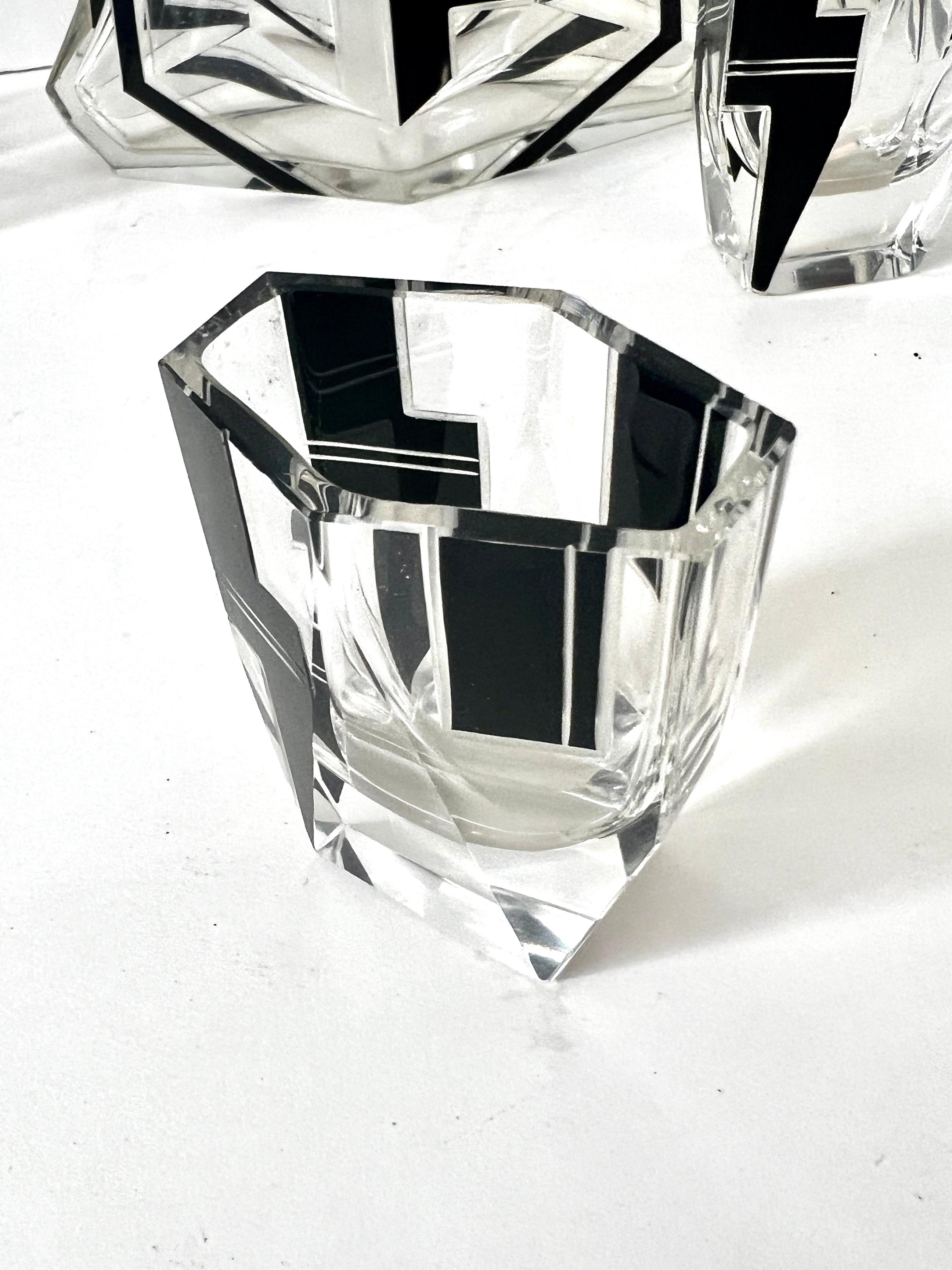 Art Deco Bohemian Crystal Decanter and 6 Shot GlasseIn the Style Of Karl  Palda For Sale 2