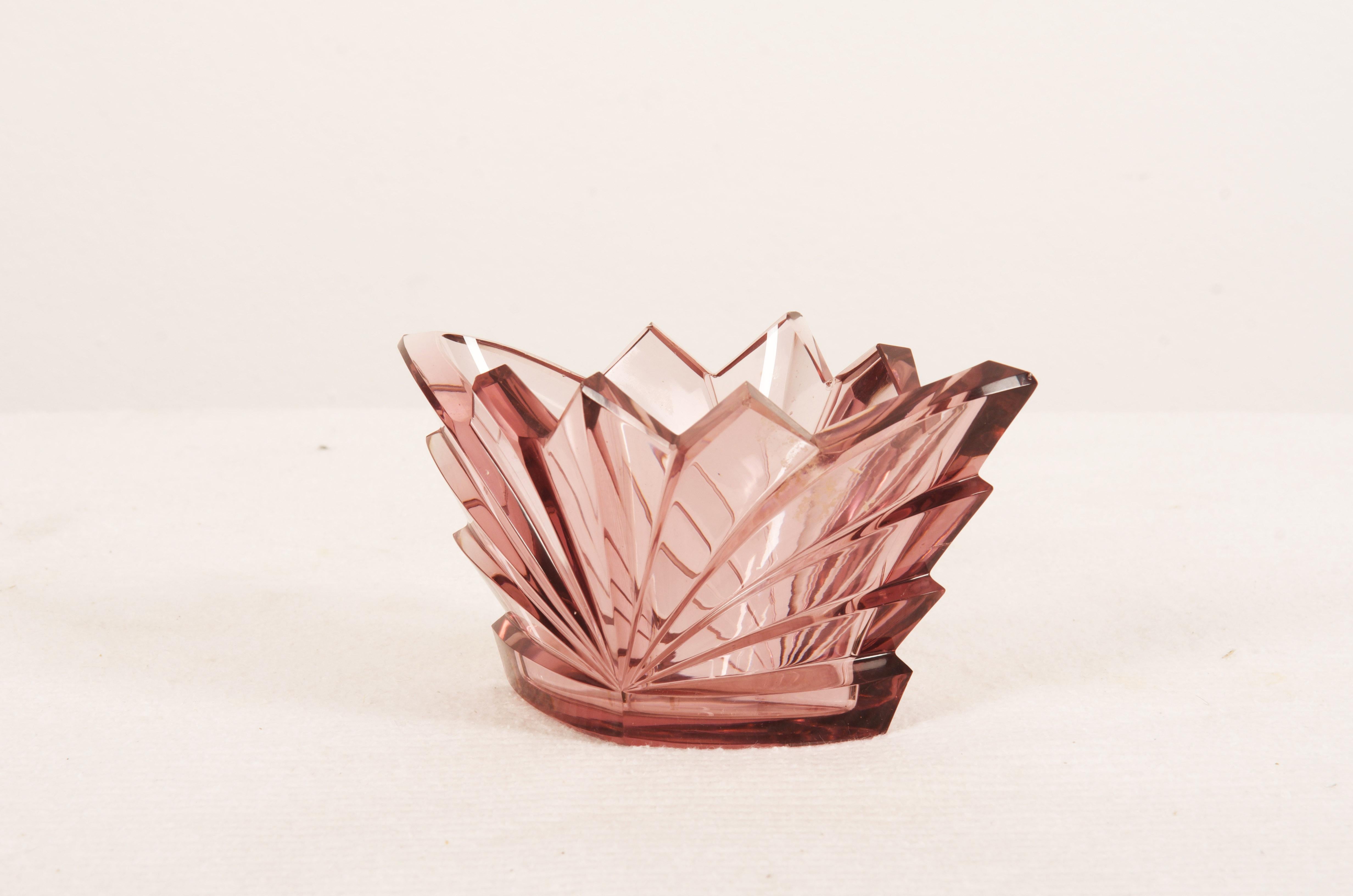Art Deco Bohemian Crystal Glass Bowl 3
