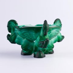 Art Deco Bohemian Curt SCHLEVOGT Malachite Glass Ashtray, 1930s