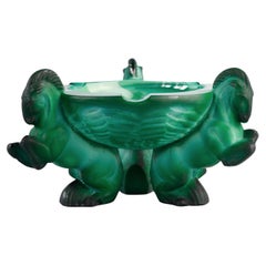 Art Deco Bohemian Curt SCHLEVOGT Malachite Glass Ashtray, 1930s