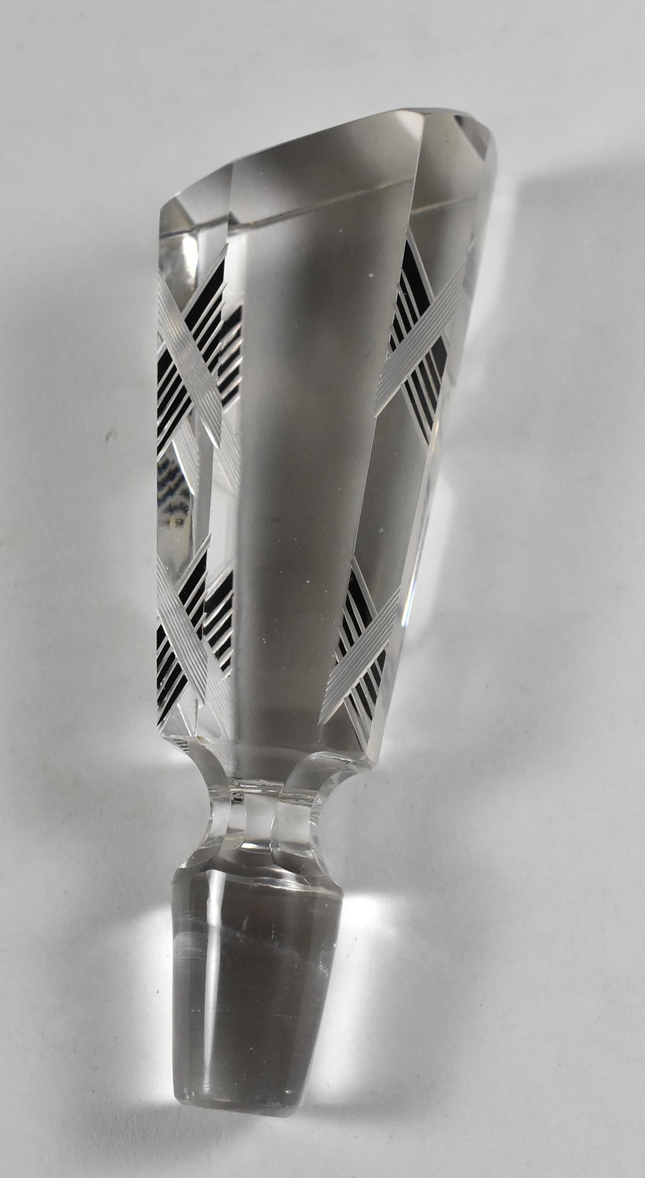 20th Century Art Deco Bohemian Czech Decanter Set  Four Glasses Style Karl Palda Circa 1930 For Sale