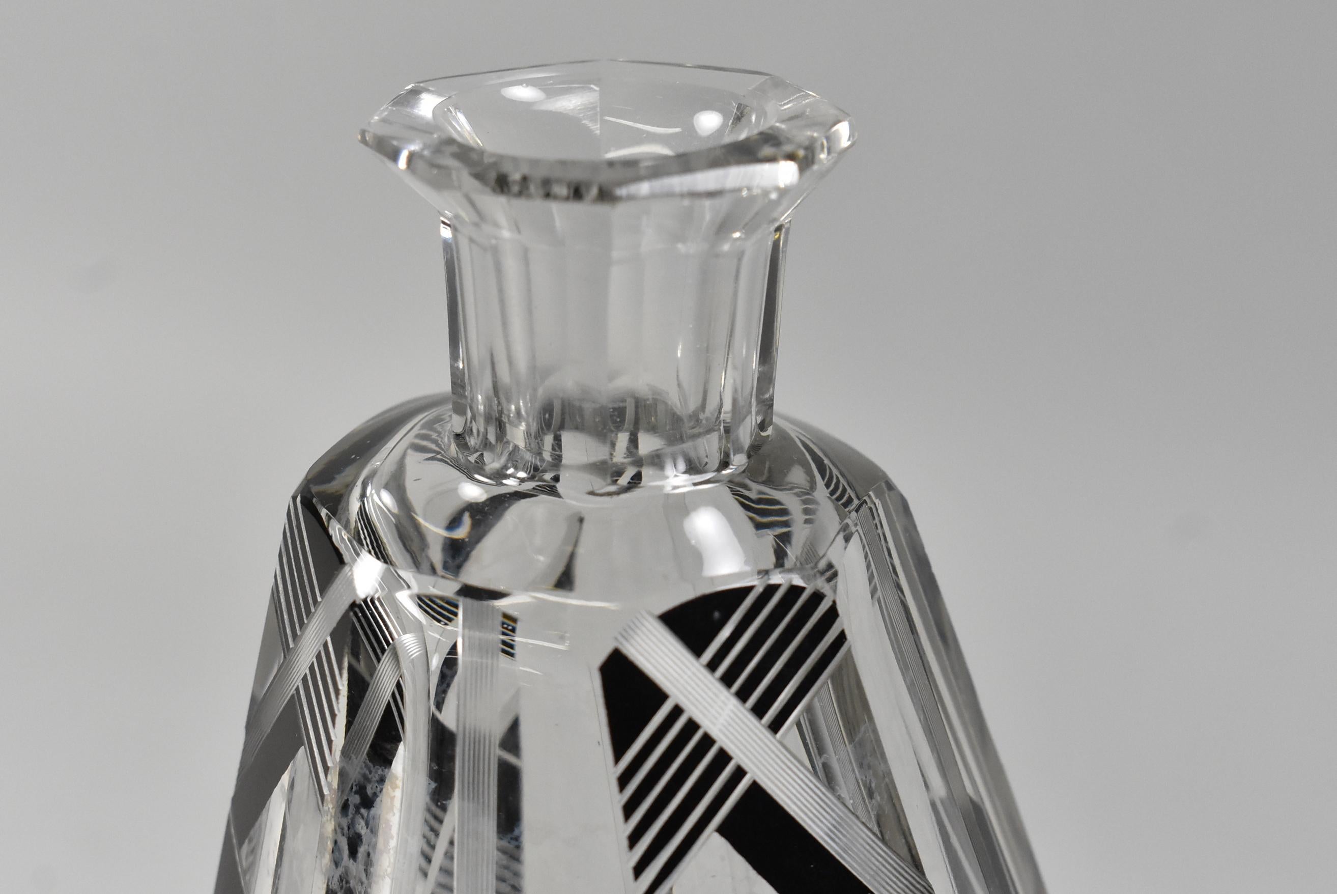 Art Deco Bohemian Czech Decanter Set  Four Glasses Style Karl Palda Circa 1930 For Sale 2