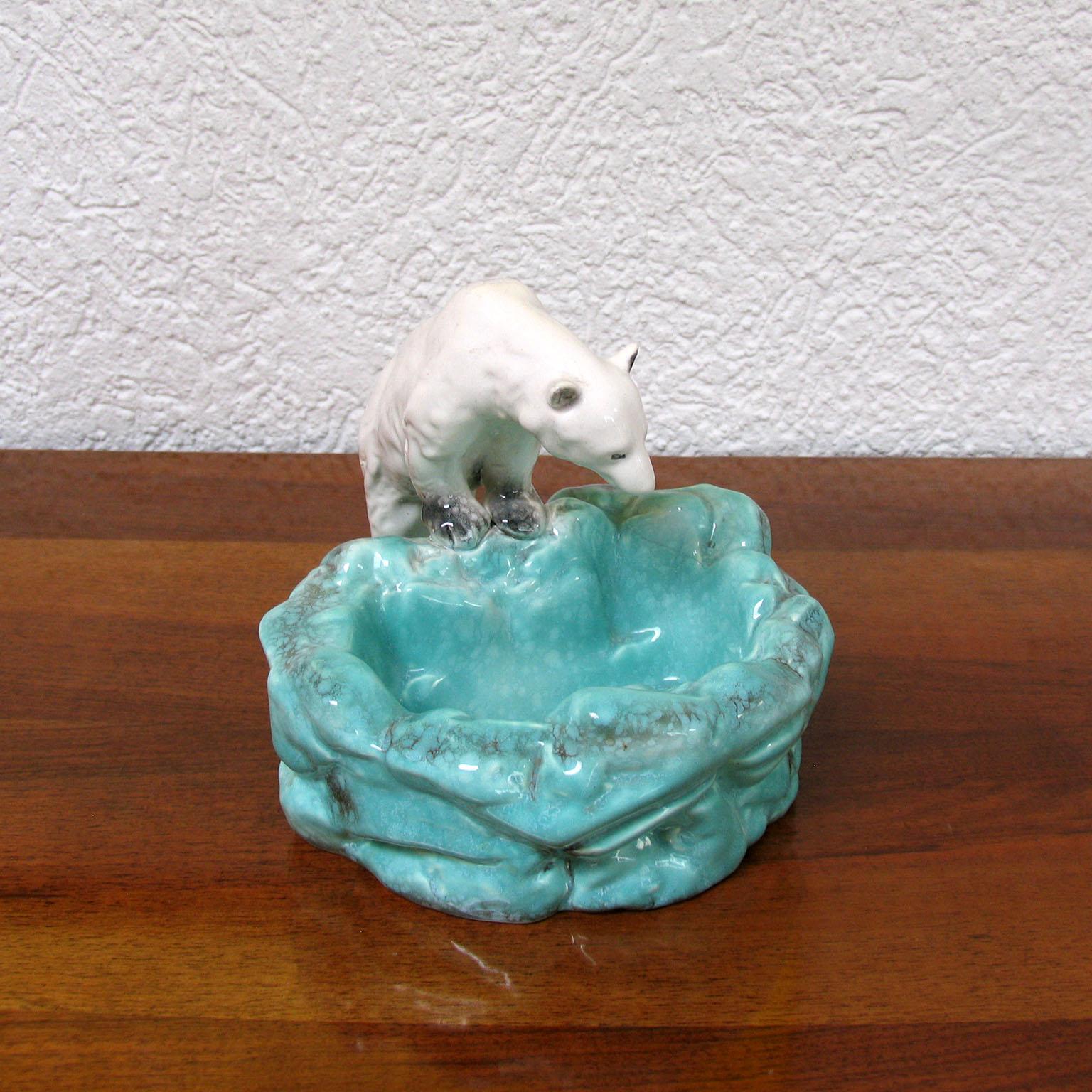 Videpoche de bol ours polaire en poterie Ditmar Urbach Art Déco Bohème Bon état - En vente à Bochum, NRW