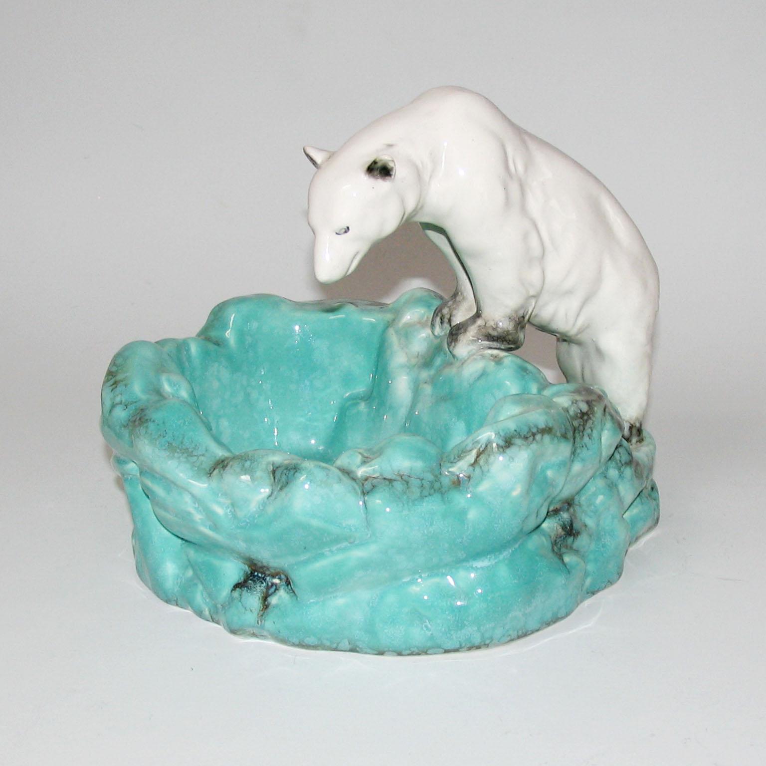 Poteries Videpoche de bol ours polaire en poterie Ditmar Urbach Art Déco Bohème en vente