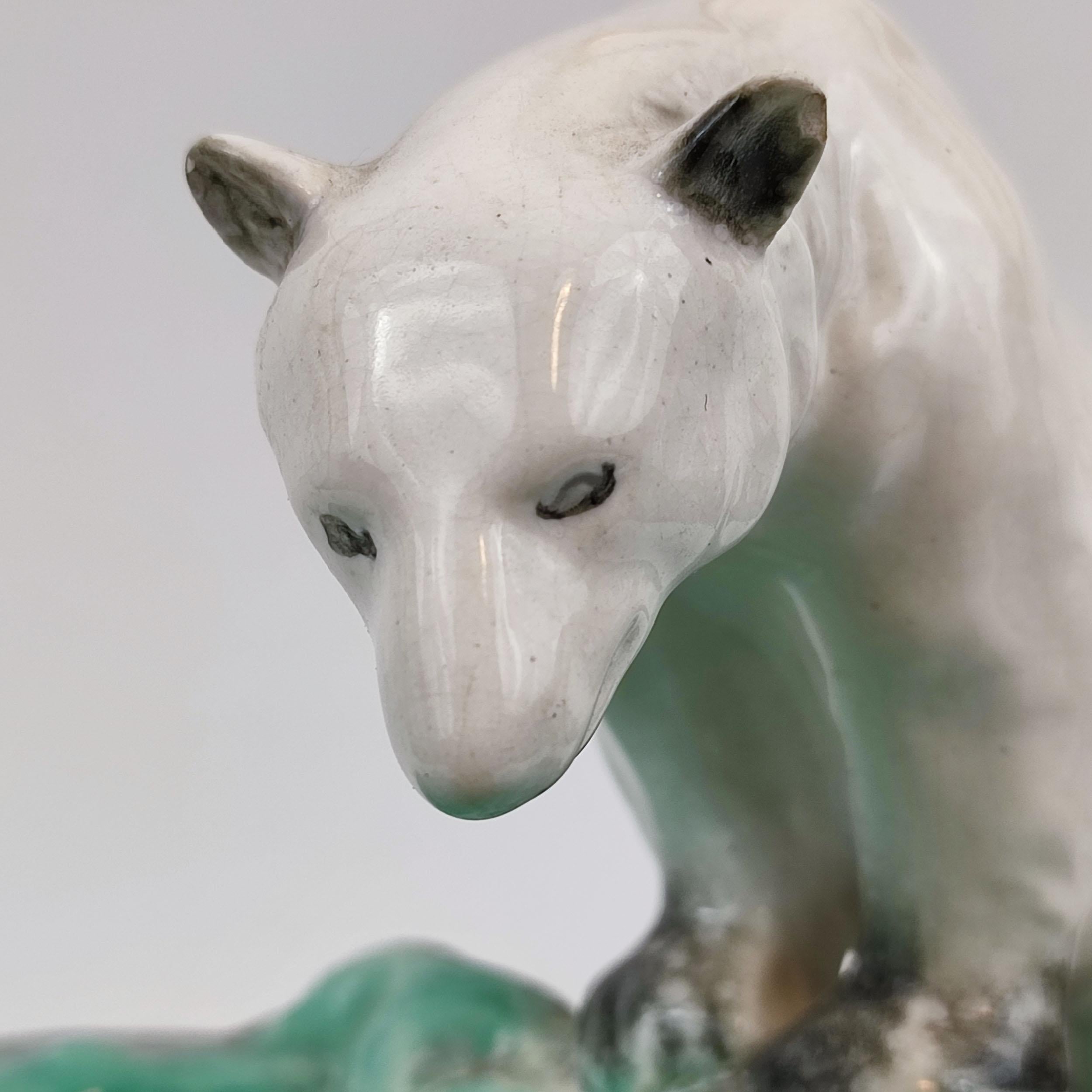 Art Deco Bohemian Ditmar Urbach Pottery Polar Bear Bowl Videpoche For Sale 2