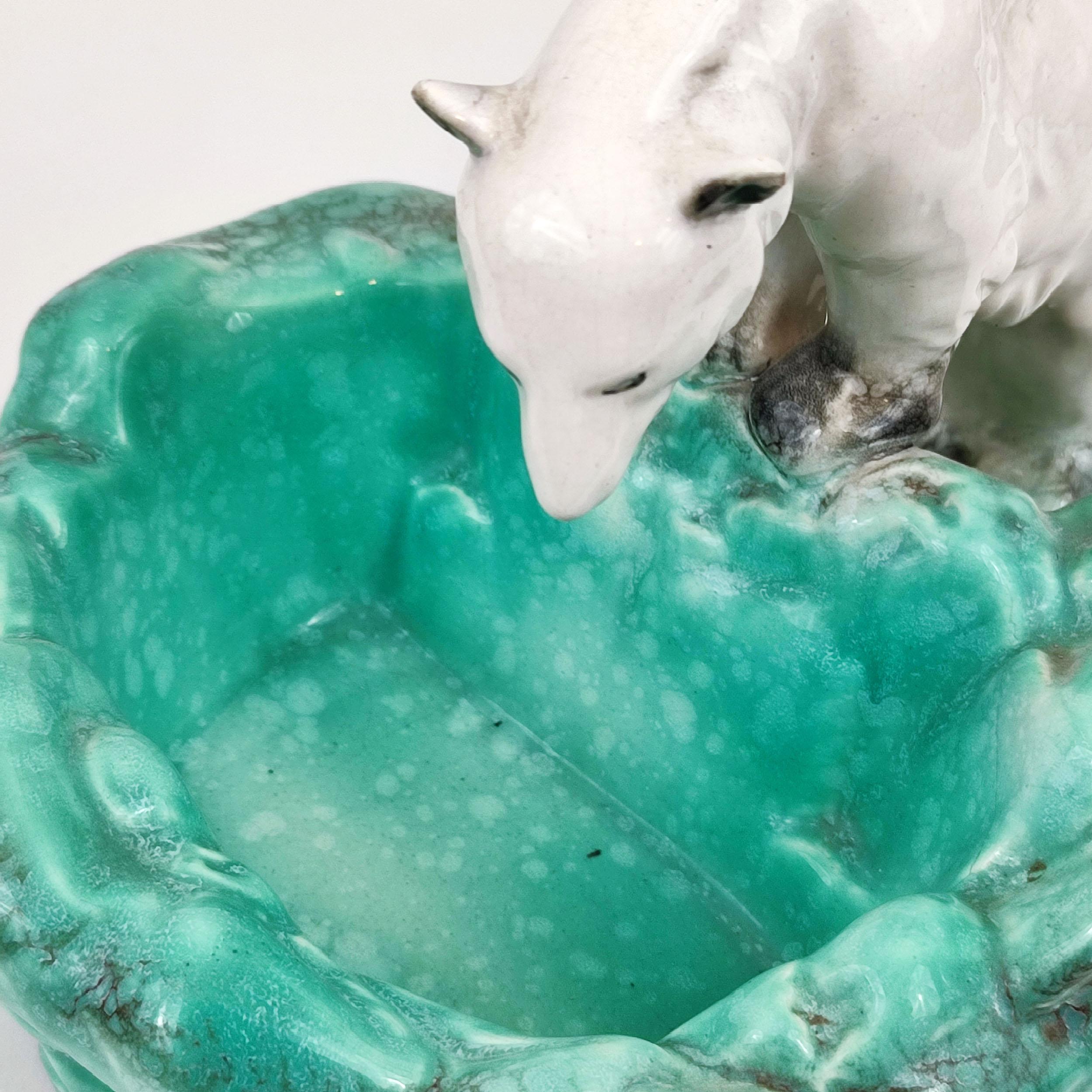 Art Deco Bohemian Ditmar Urbach Pottery Polar Bear Bowl Videpoche For Sale 3