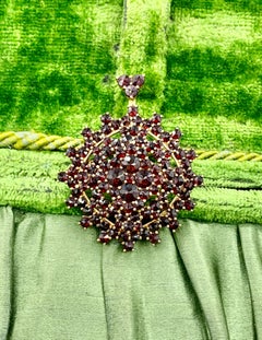 Art Deco Bohemian Garnet Pendant Lavaliere Necklace Brooch Antique