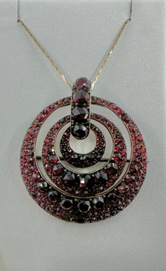 Art Deco Bohemian Garnet Pendant Lavaliere Necklace Brooch Antique Victorian
