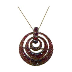 Art Deco Bohemian Garnet Pendant Lavaliere Necklace Brooch Antique Victorian