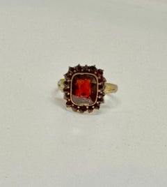 Art Deco Bohemian Garnet Ring Gold Antique Wedding Engagement Cocktail Ring
