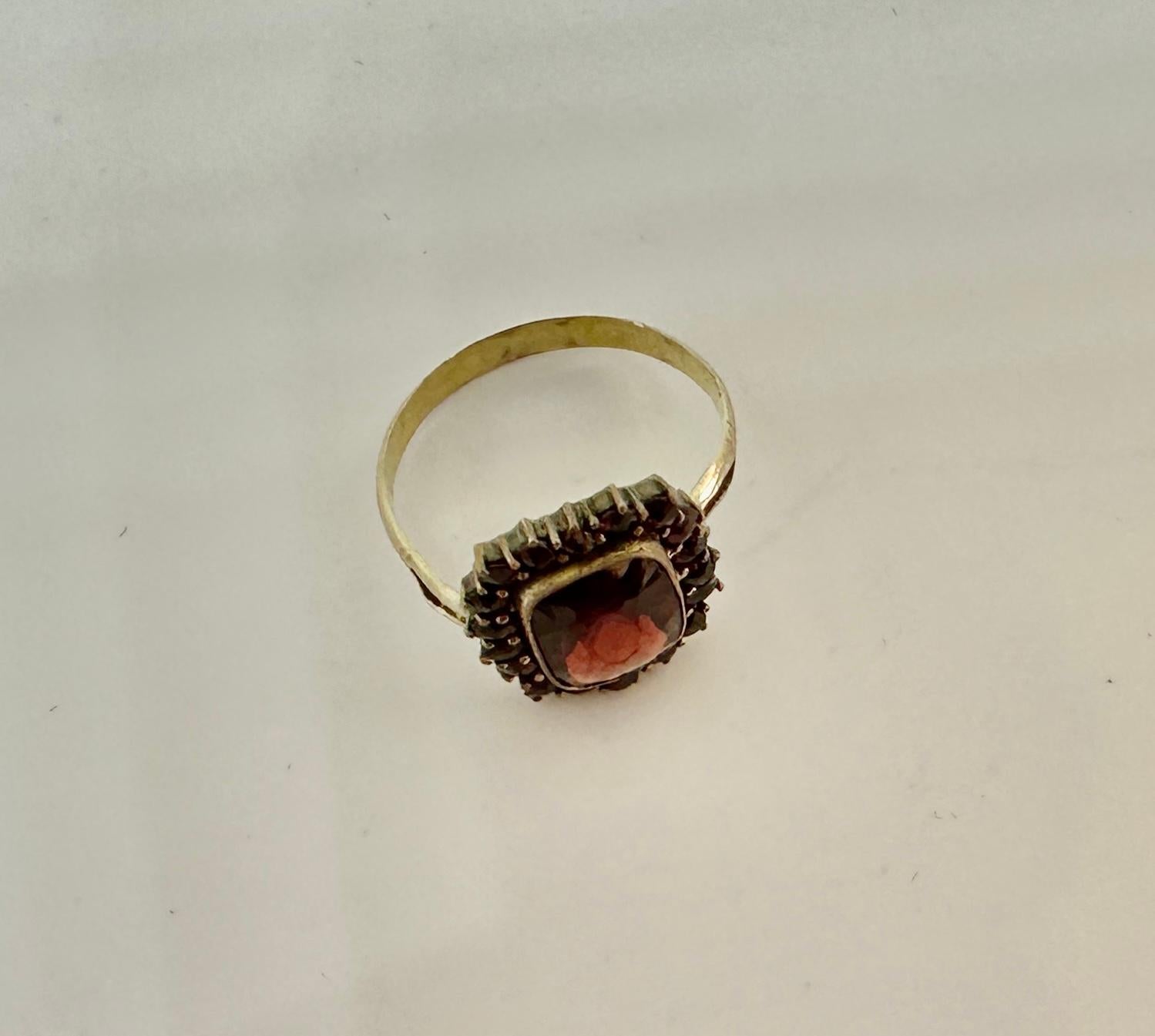 Art Deco Bohemian Granat Ring Gold Antike Hochzeit Verlobung Cocktail Ring (Art déco) im Angebot