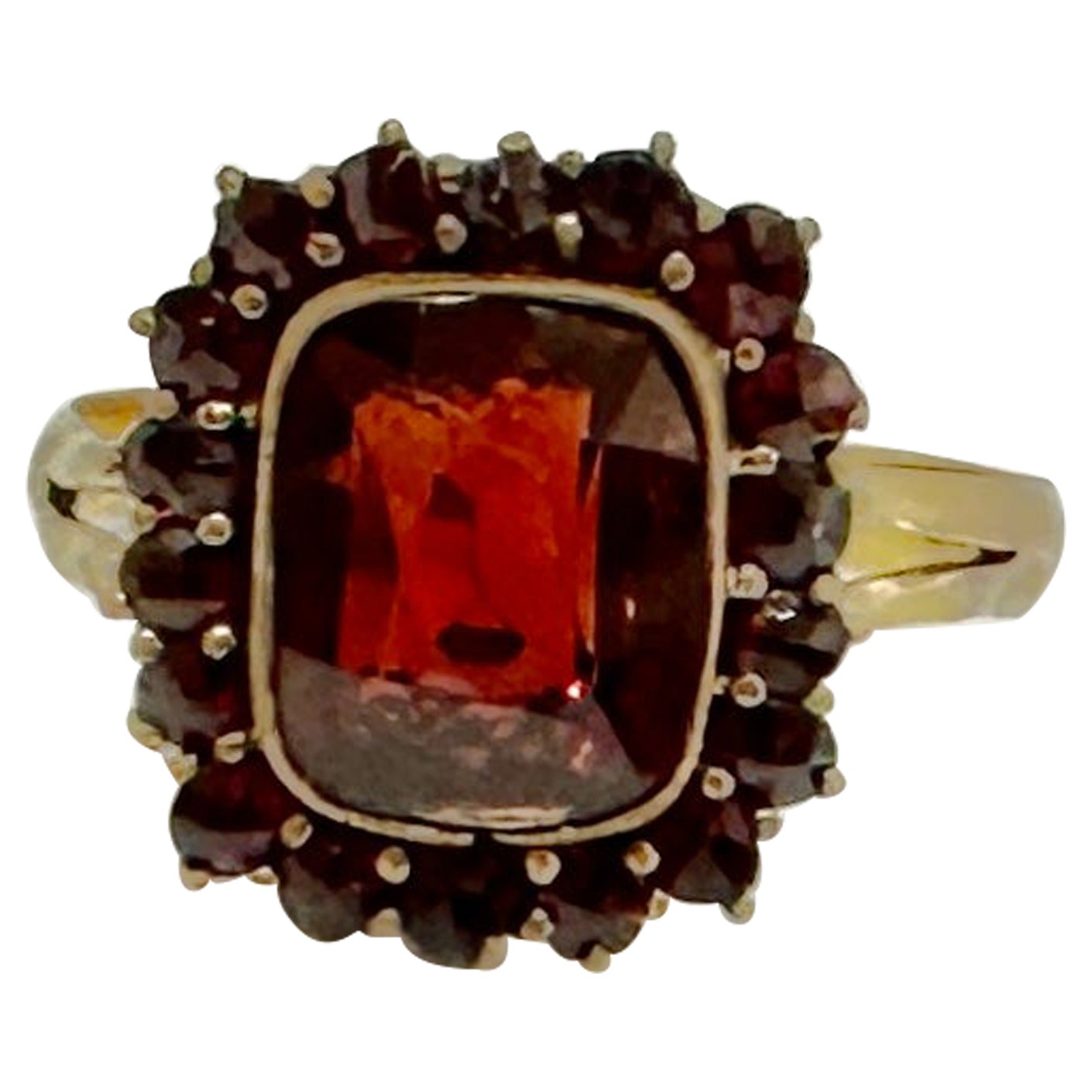 Anello di granato Art Deco Bohemian Anello di fidanzamento antico in oro per matrimonio