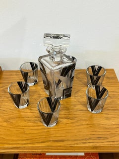 Art Deco Bohemian Glass Decanter Set