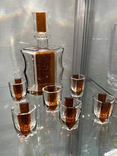Art Deco Bohemian Glass Decanter Set