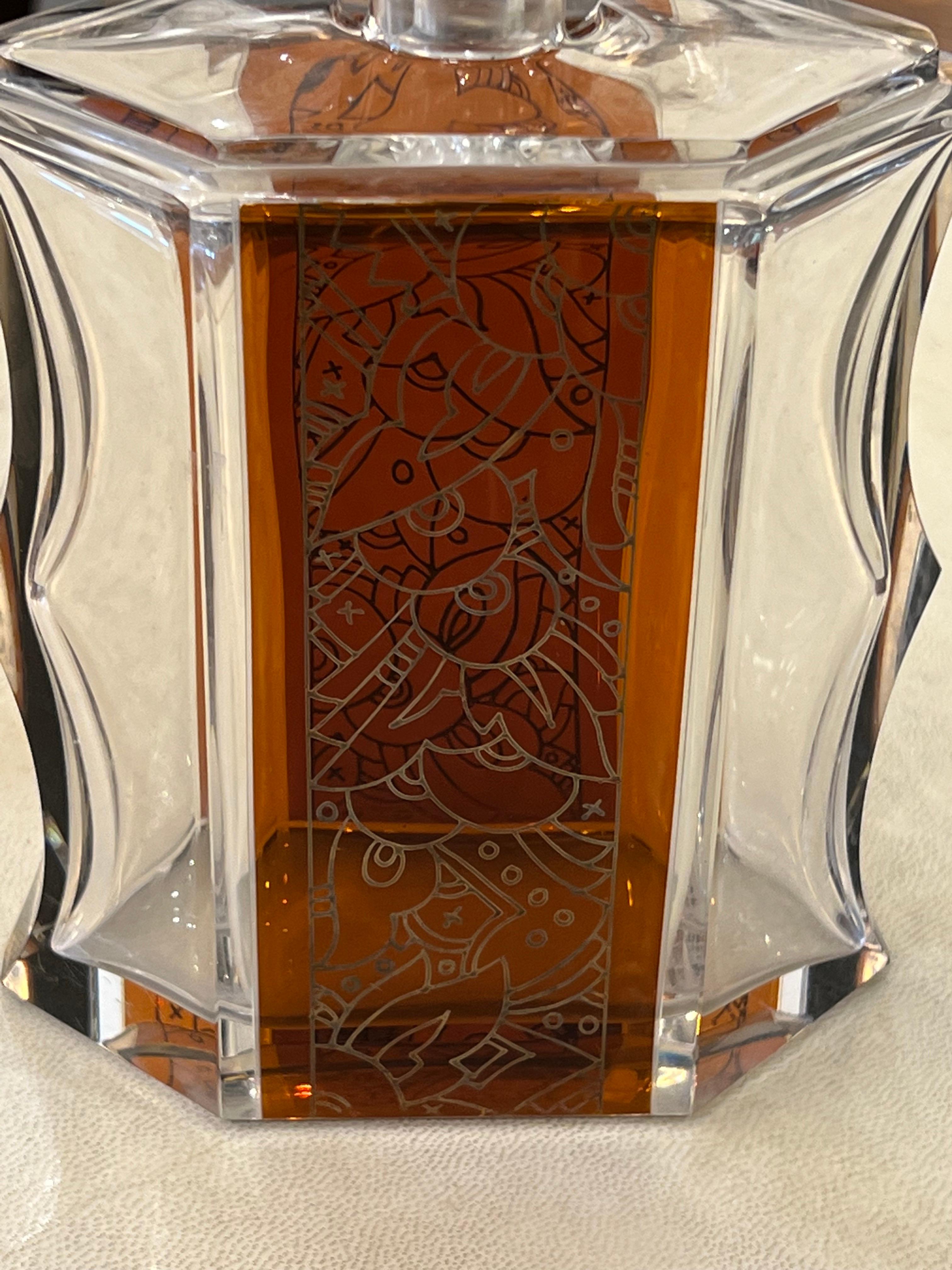 Art Deco Bohemian Glass Decanter Set In Good Condition For Sale In Miami, FL