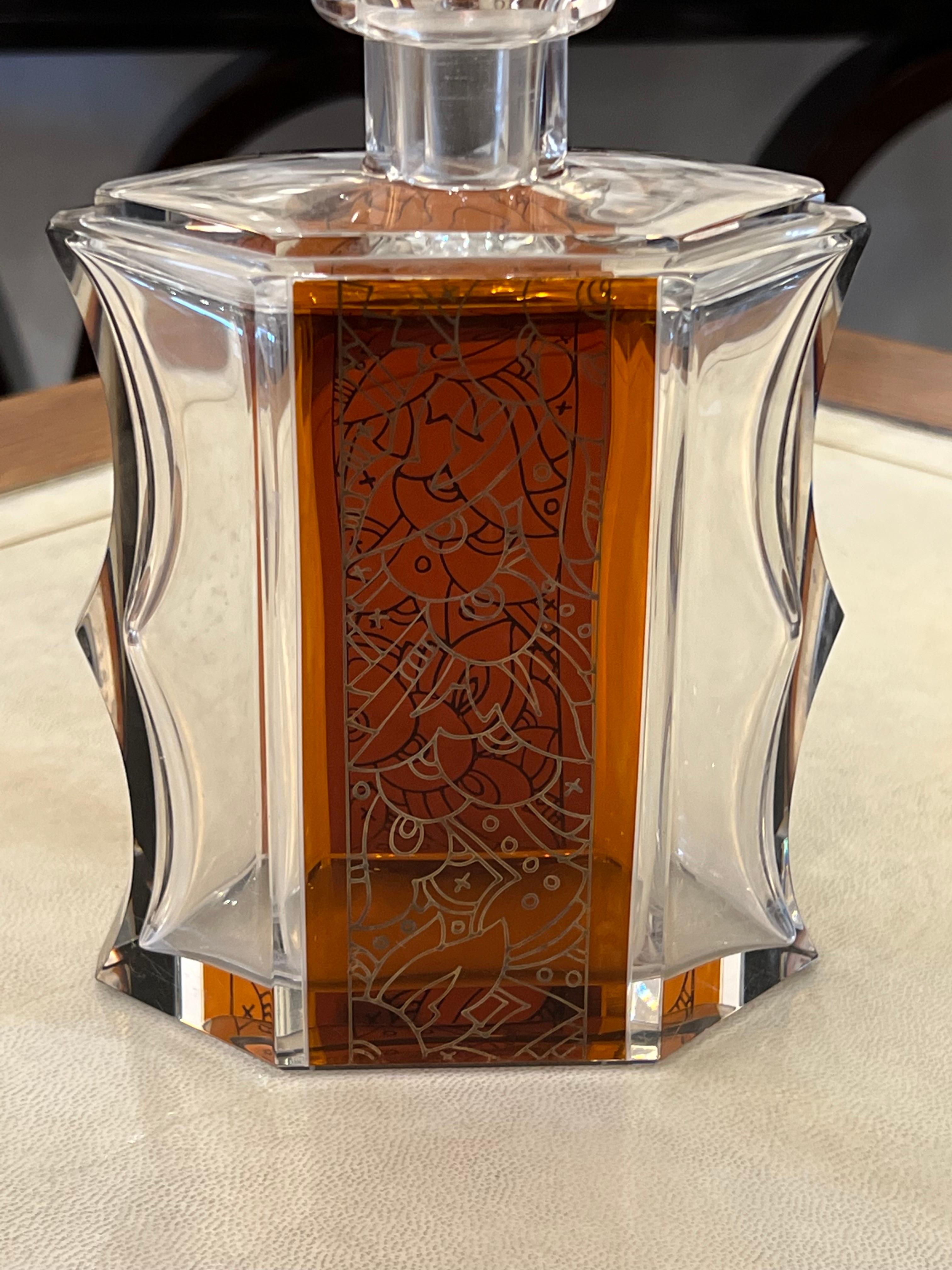 20th Century Art Deco Bohemian Glass Decanter Set For Sale