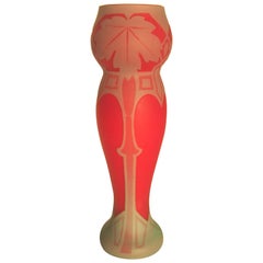 Art Deco Bohemian Riedel Cameo Glass Vase c1925