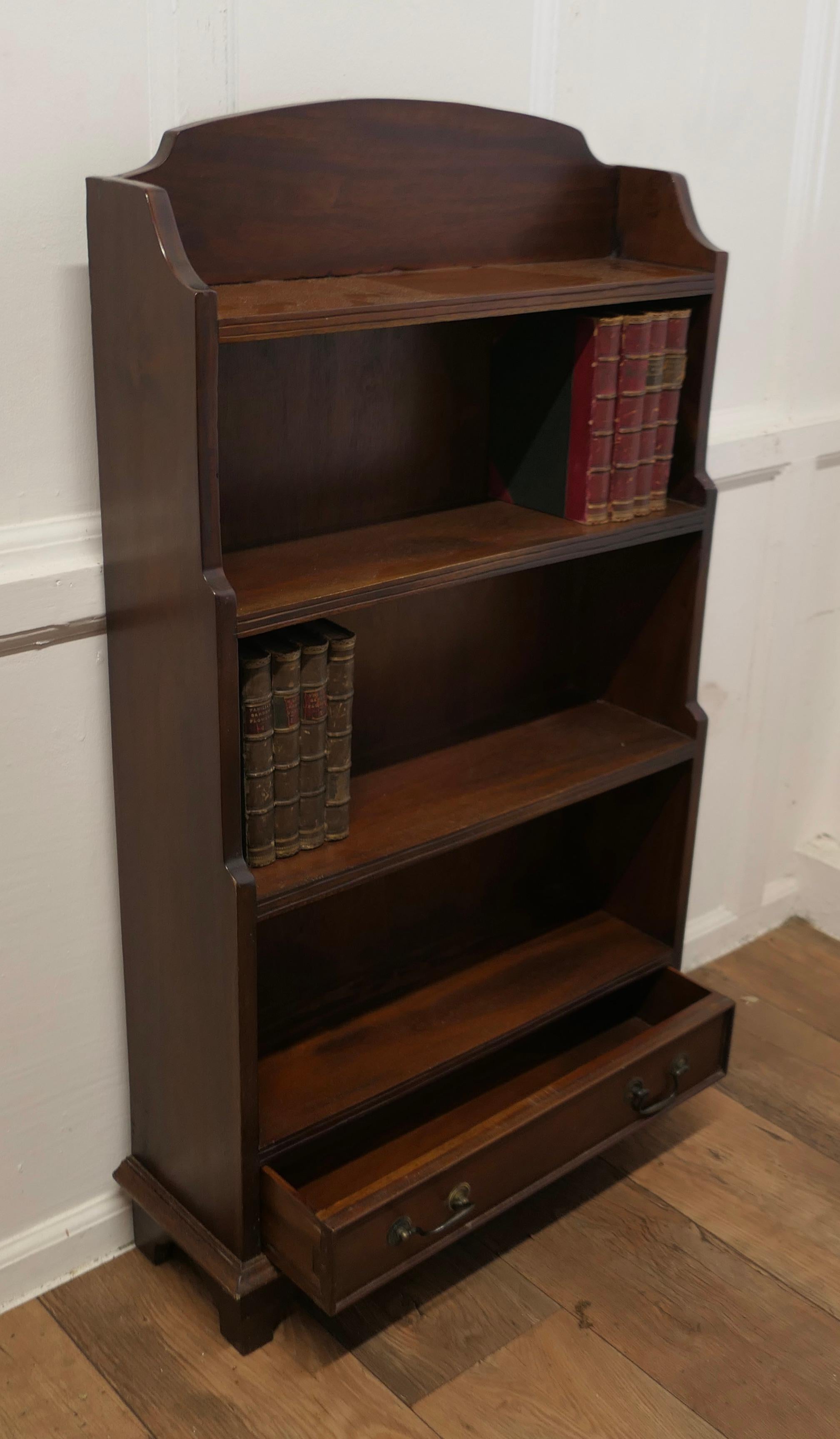 Walnut Art Deco Book Case with a Drawer at the Bottom For Sale