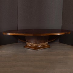 Art Deco Book Matched Mahogany Dining Table with 24-Karat Gilt Acanthus Details