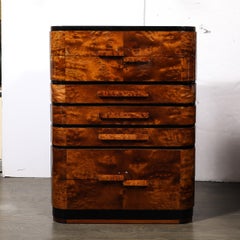 Art Deco Book-matched Walnut & Burled Carpathian Elm High Chest by Donald Deskey