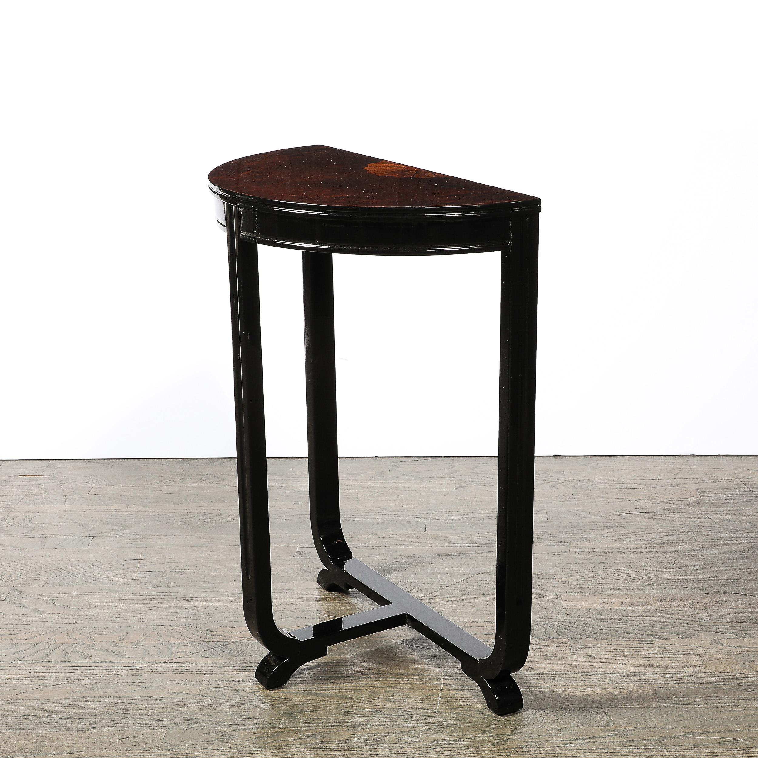 Art Deco Book-Matched Walnut & Exotic Sunburst Inlaid Wood Console Table 1