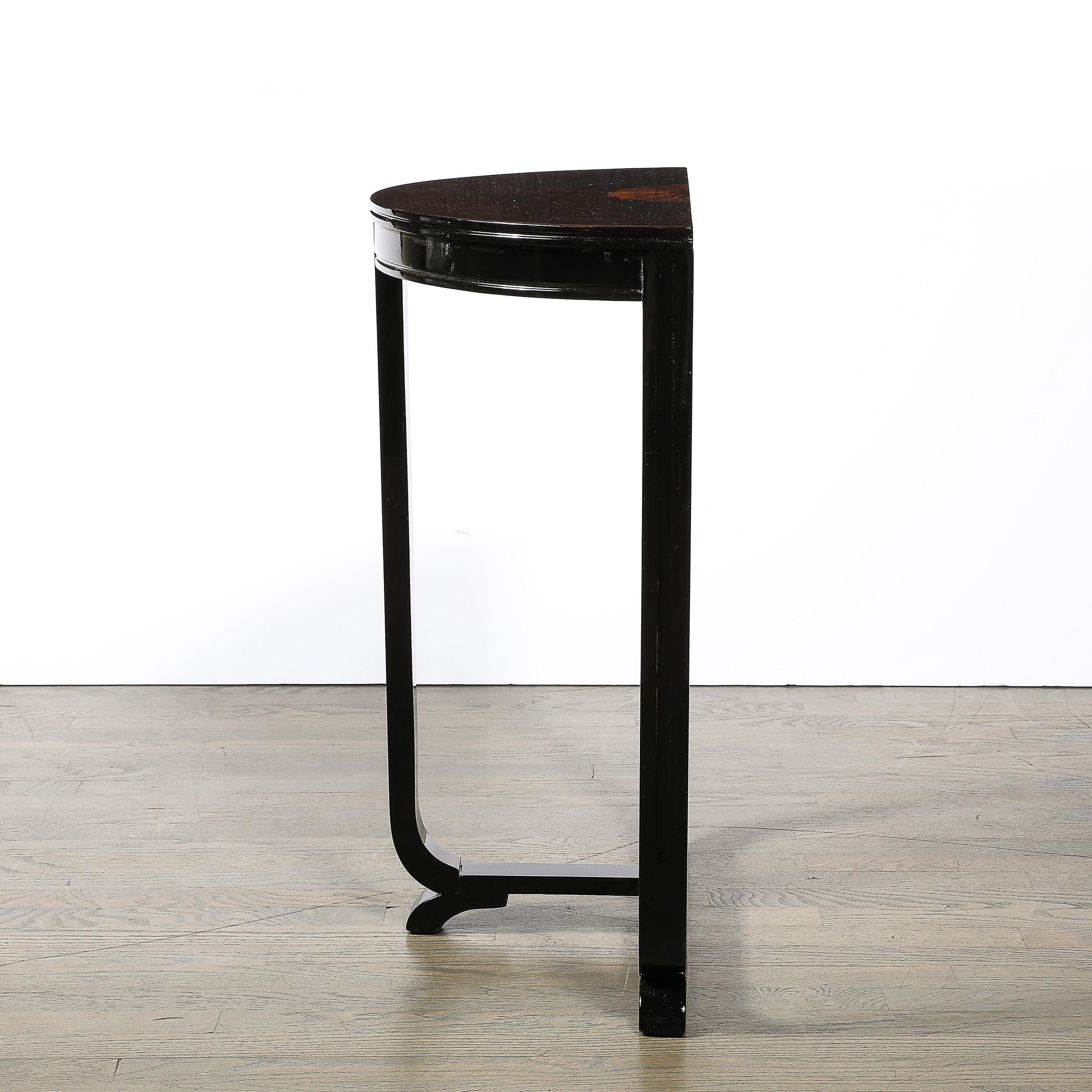 Art Deco Book-Matched Walnut & Exotic Sunburst Inlaid Wood Console Table 3