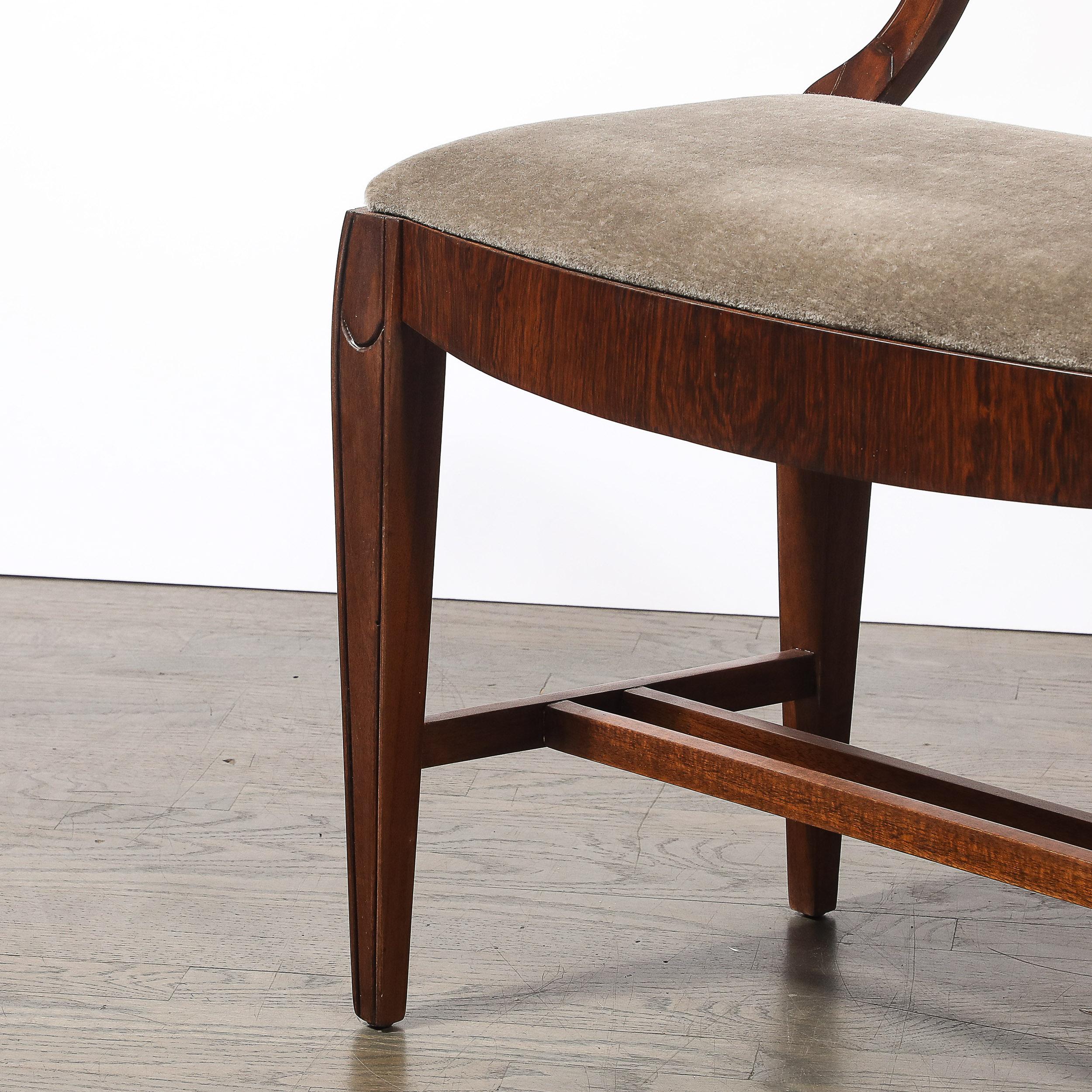 Art Deco Book-Matched Walnut & Mohair Sculptural Bench by Grosfeld House For Sale 10