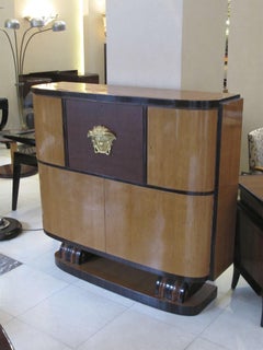 Art Deco Bookcase, 1930, French , Material: Wood and leather