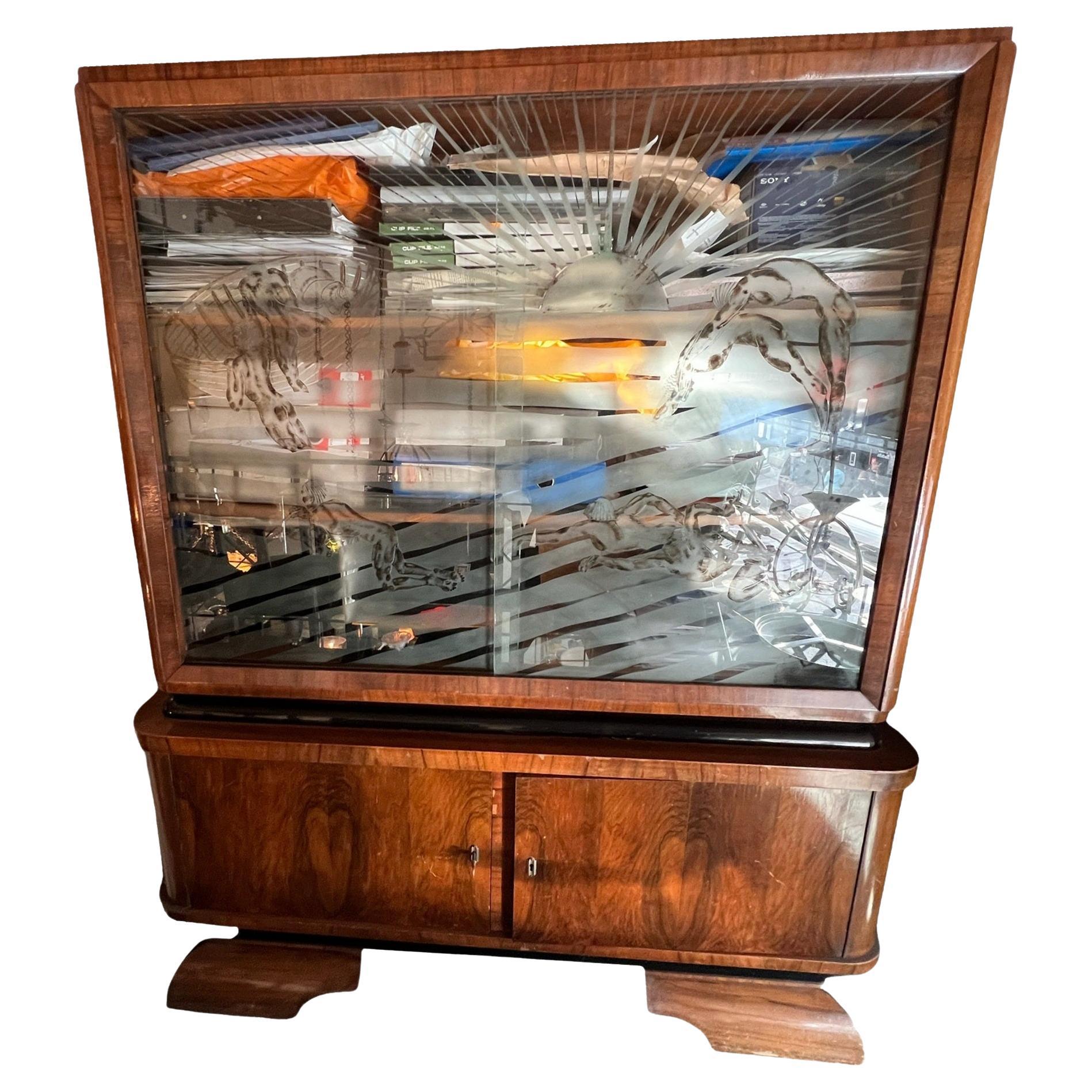 Art Deco Bookcase  , 1930, French, Materials: Wood and glass For Sale