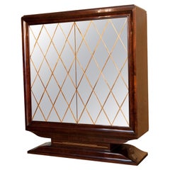 Art Deco Bookcase and Bar, 1920, French, Material: walnut wood and Mirror