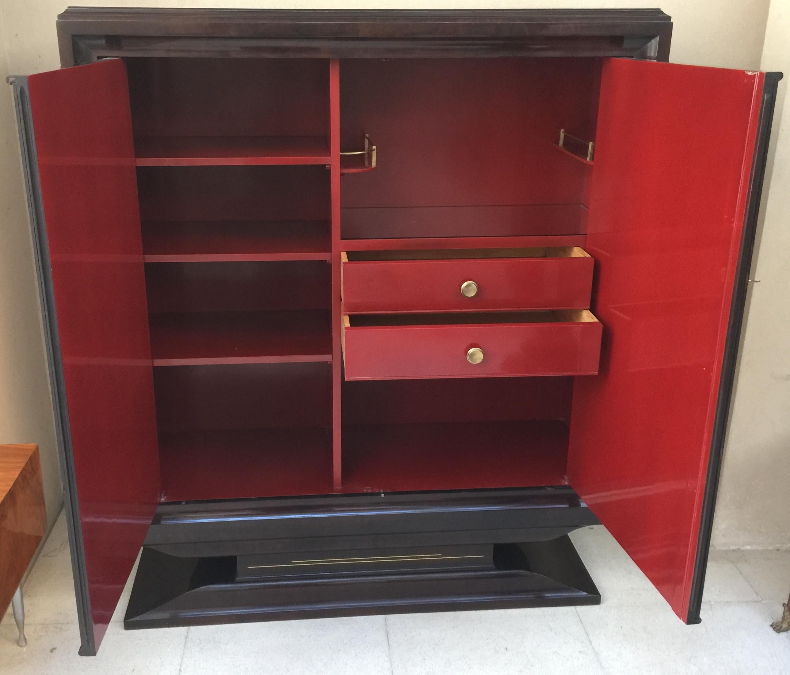 Art Deco Bookcase and Bar, 1920, French, Material: Wood and Mirror For Sale 1