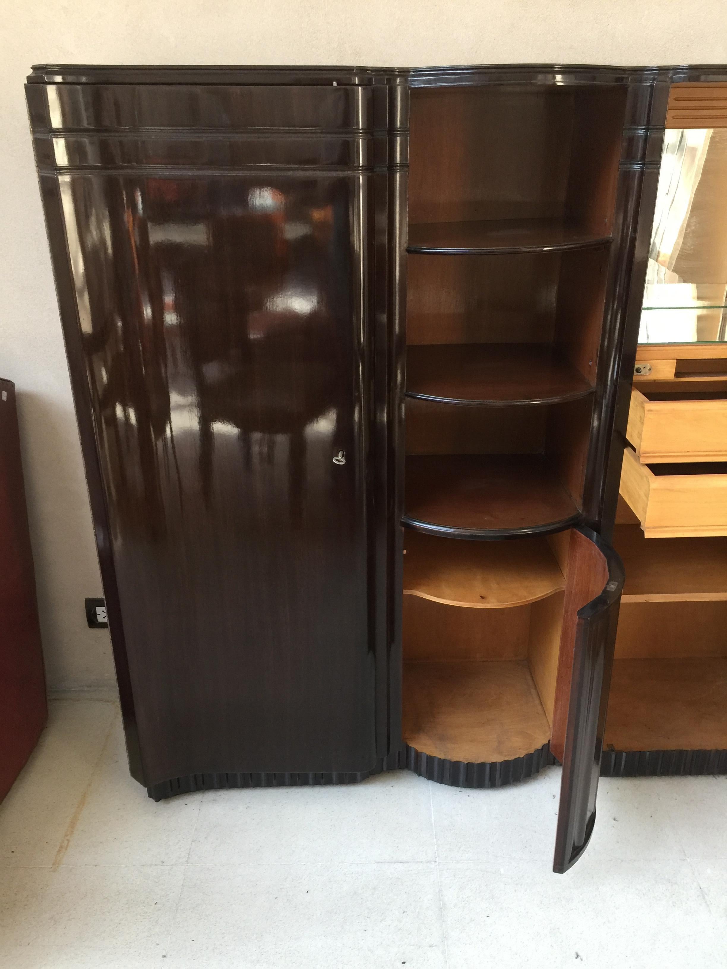 Art Deco Bookcase and Bar, 1930, French, Material: Wood For Sale 6