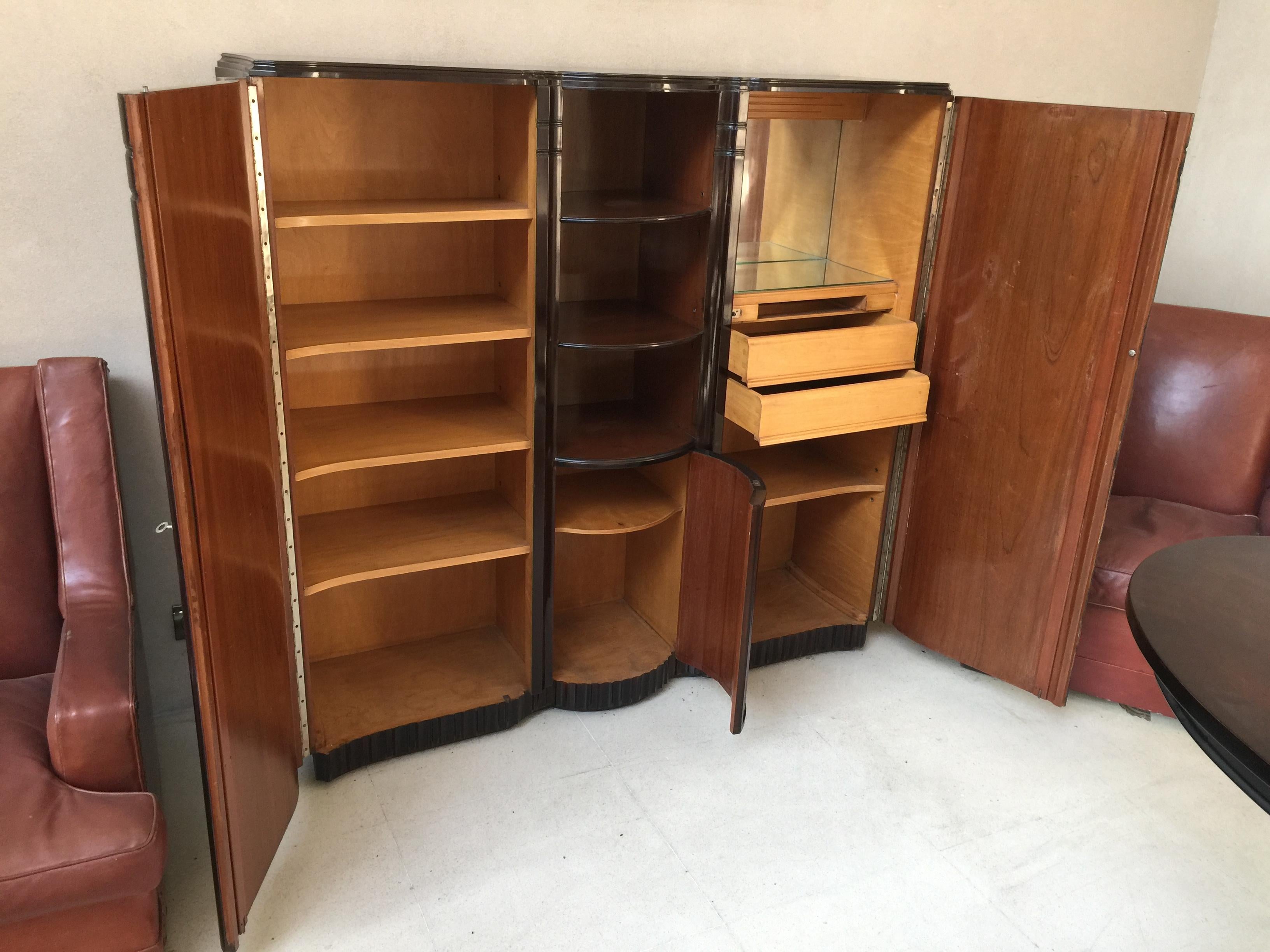 Art Deco Bookcase and Bar, 1930, French, Material: Wood For Sale 2