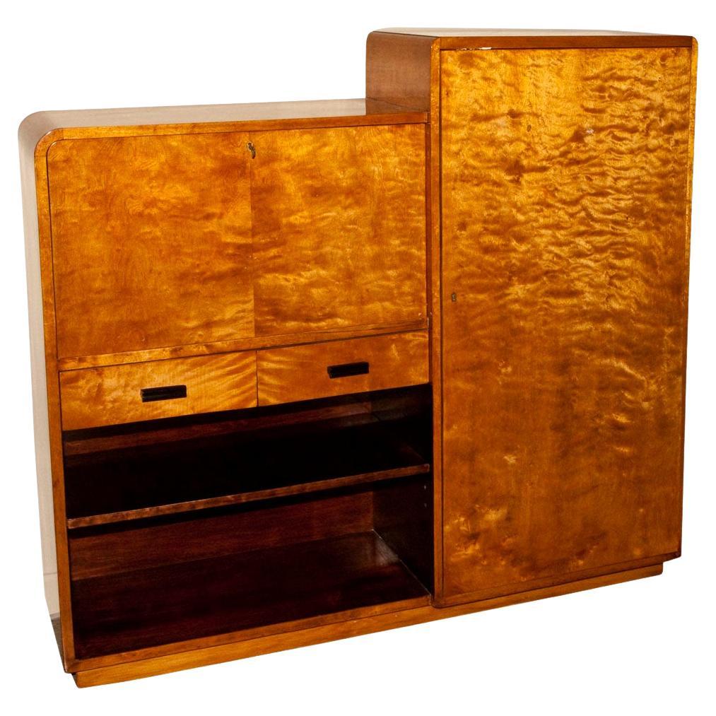 Art Deco Bookcase and Bar, 1930, French, Material, Wood For Sale