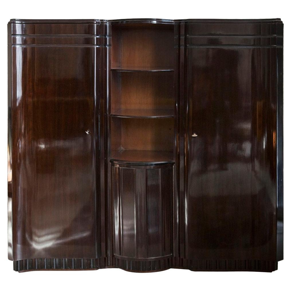 Art Deco Bookcase and Bar, 1930, French, Material: Wood For Sale