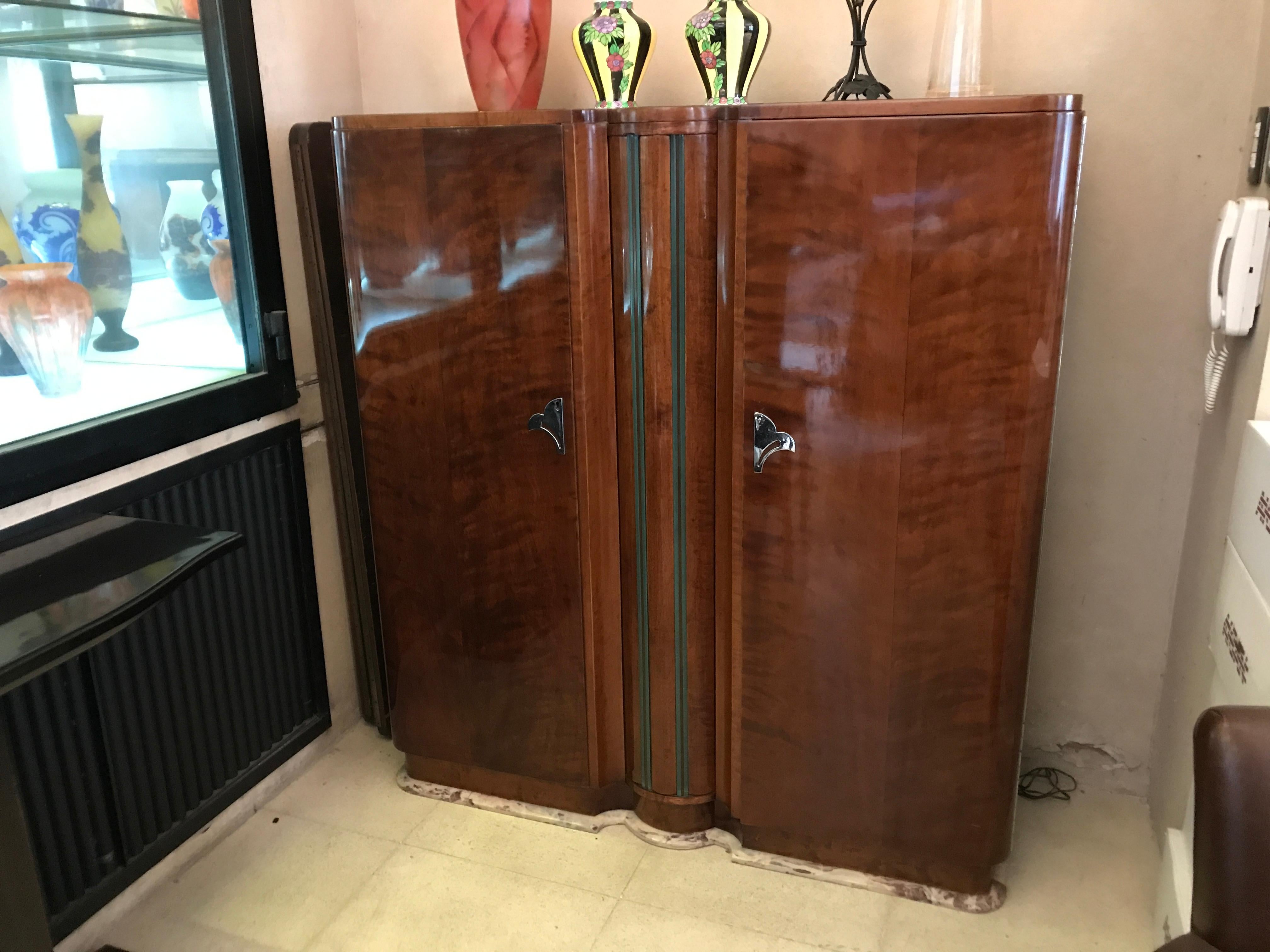 Art Deco Bookcase and Bar Bookcase with Light, 1930, French, Material, Wood In Good Condition For Sale In Ciudad Autónoma Buenos Aires, C