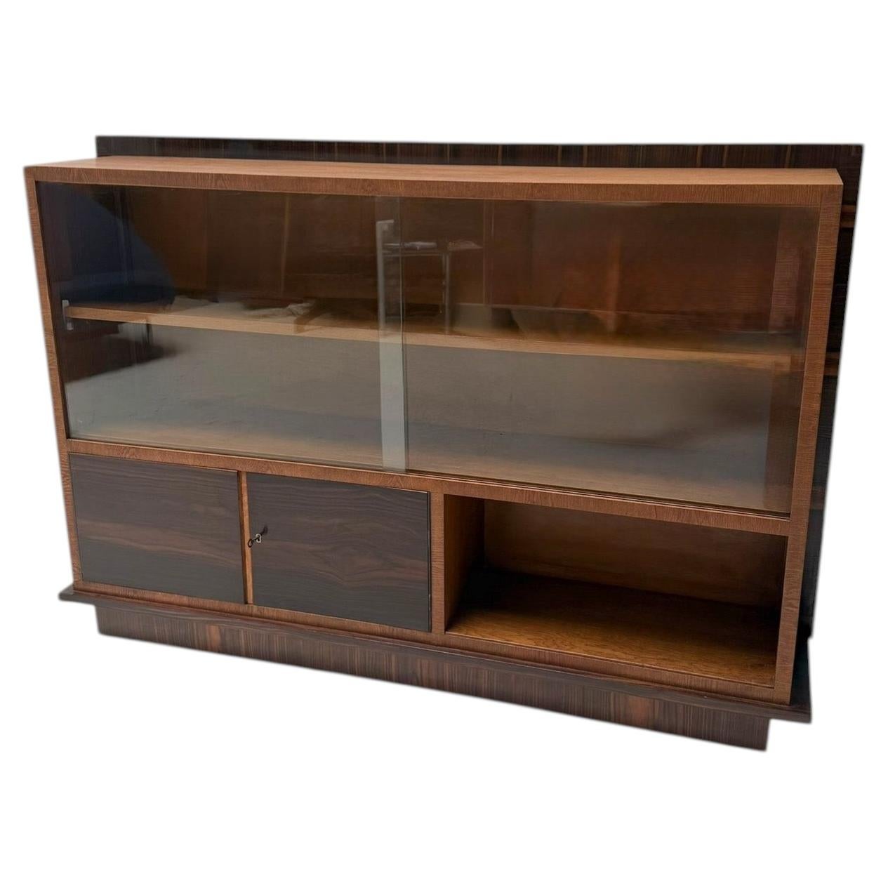 Libreria in stile Art Déco di un designer olandese, rovere massiccio ed ebano di Macassar, anni ’30 in vendita