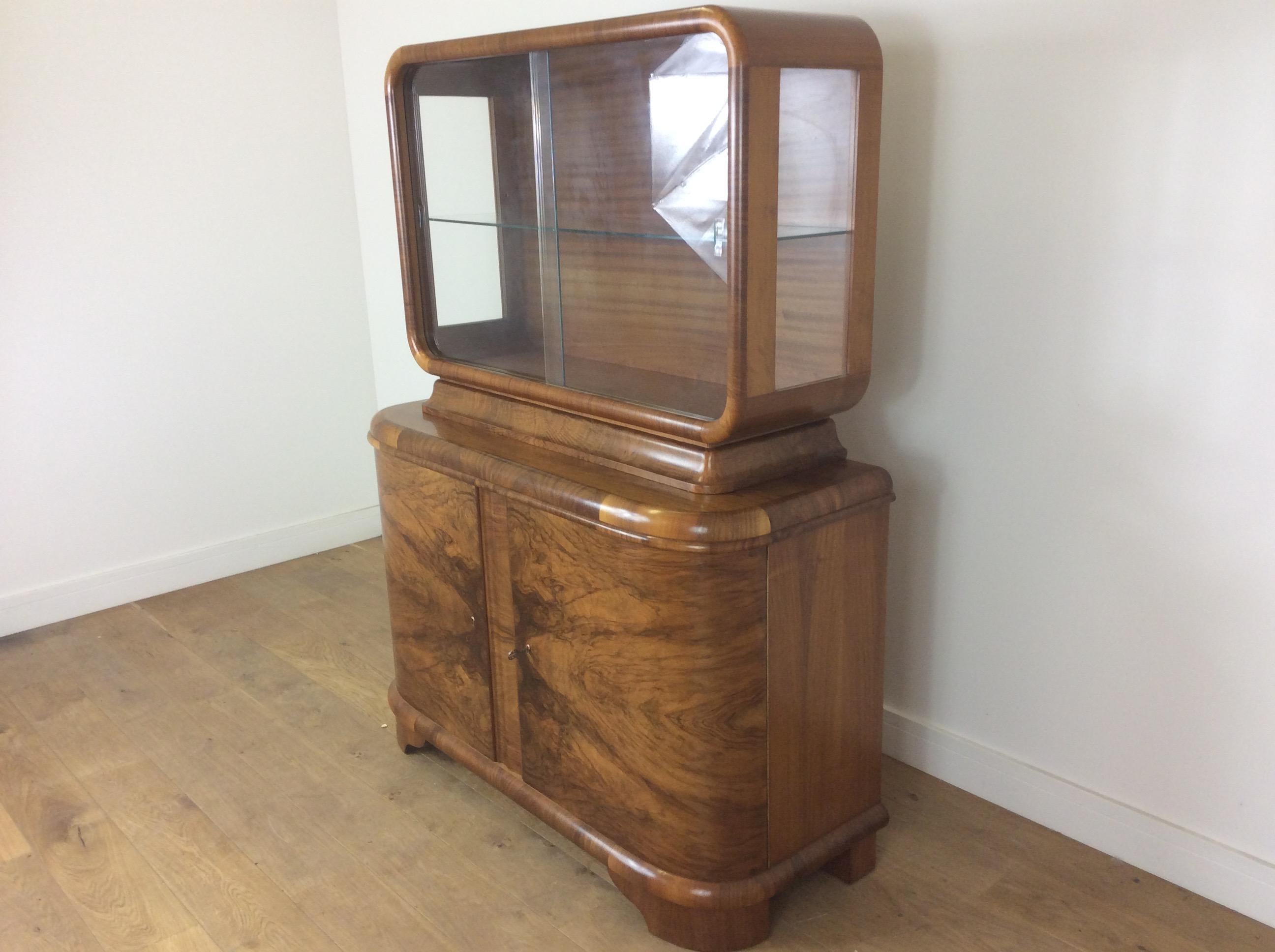 Art Deco Bookcase Display Cabinet by Jindrich Halabala In Good Condition For Sale In London, GB