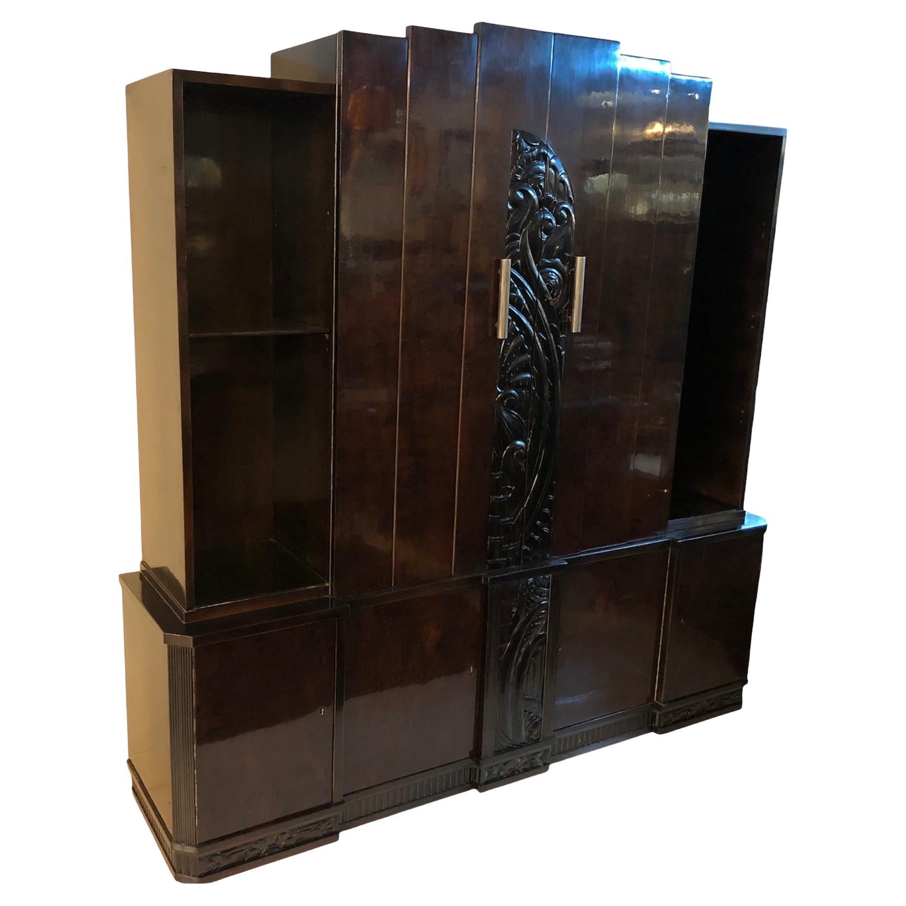 Art Deco Bookcase in Wood, 1920, French For Sale