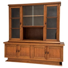 Art Deco Bookcase or Display Cabinet with Glass Sliding Doors, 1930s