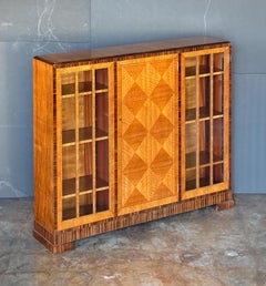 Art Deco Bookcase or Display Cabinet with Parquetry Inlay by Heal's of London