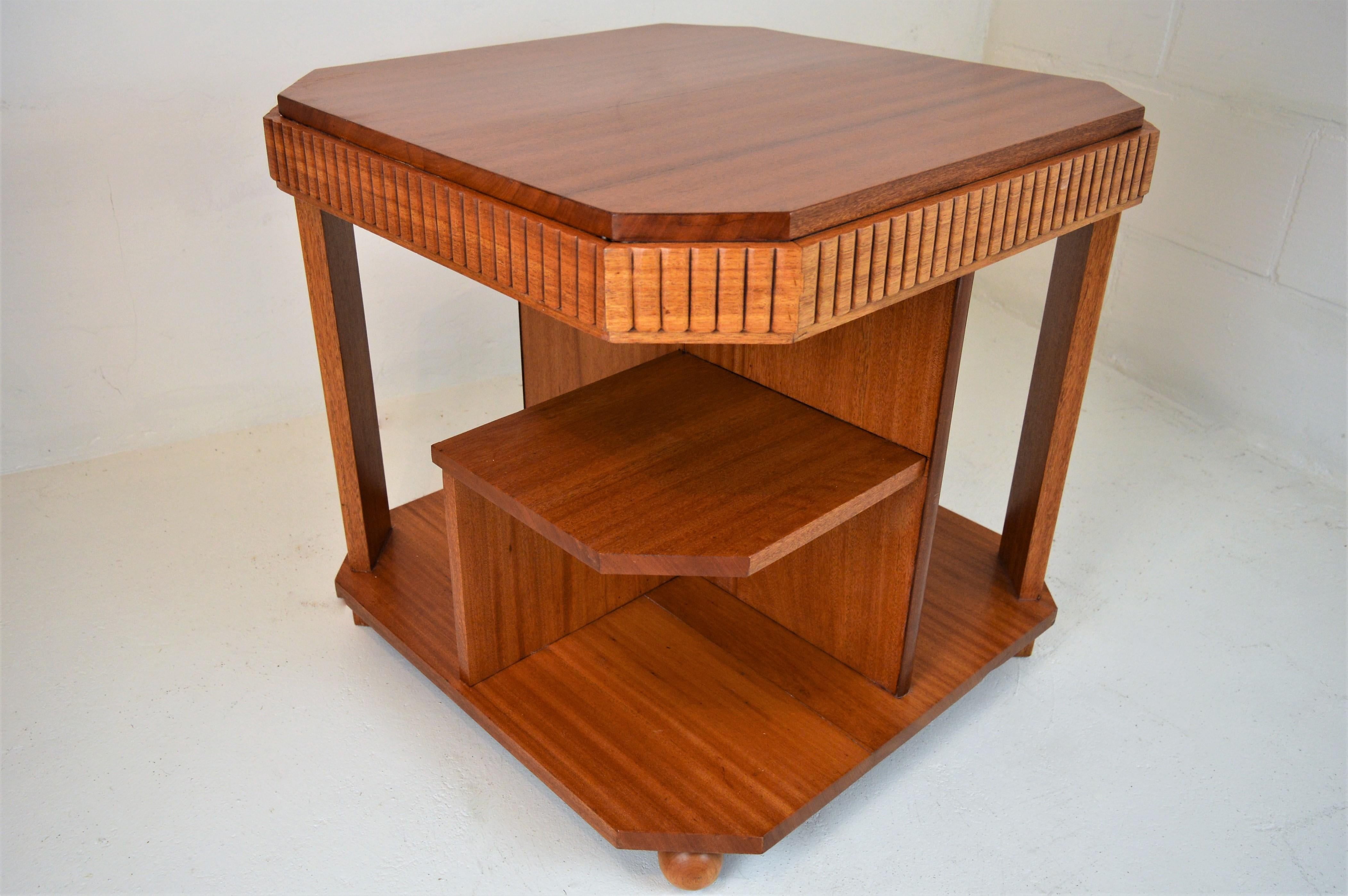 Art Deco Bookcase-Table in Solid Mahogany Blond by Michel Dufet, 1930s 5